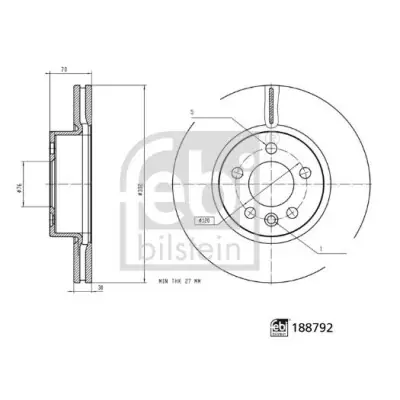 Disco de freno FEBI BILSTEIN 188792 Popular